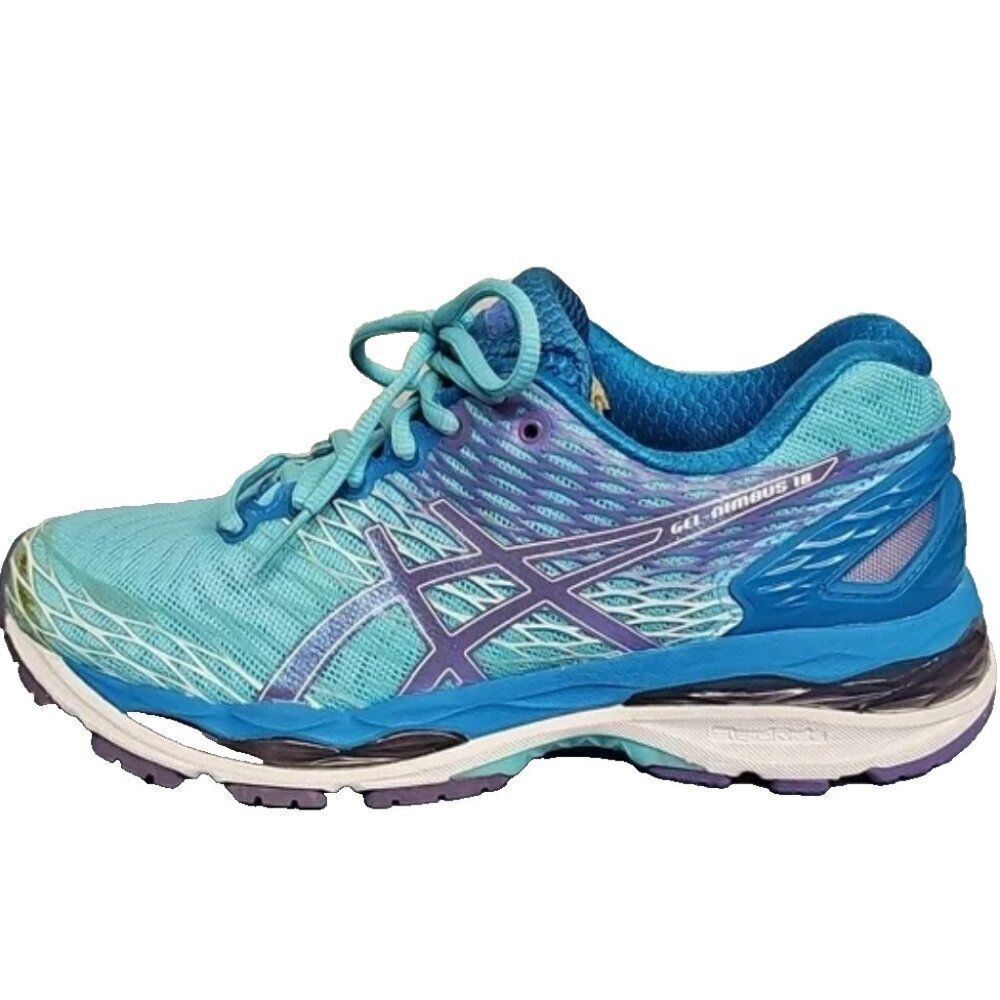Excellent Condition ASICS GEL Nimbus 18 Womens 7 US 38 Medium Running Shoes Blue - Picture 7 of 12